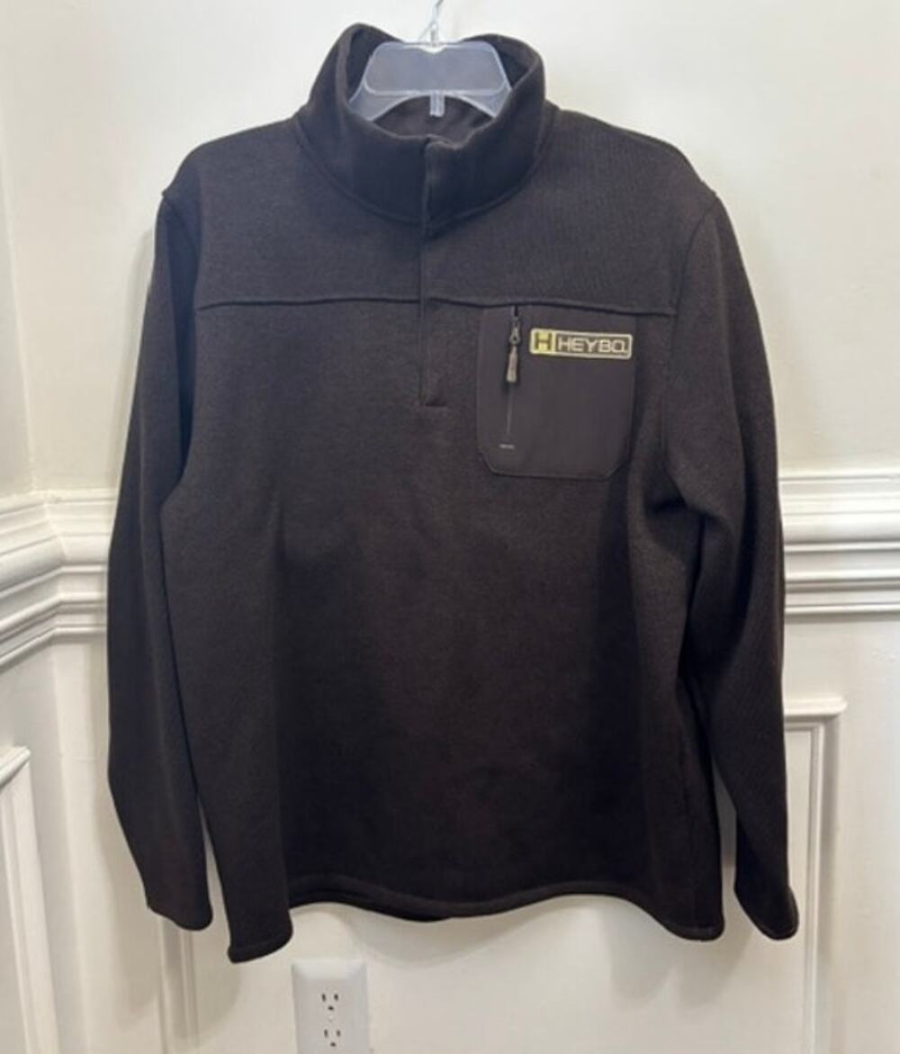 HEYBO Pullover Fleece Pullover Jacket Mens Medium Brown Snap Outdoor